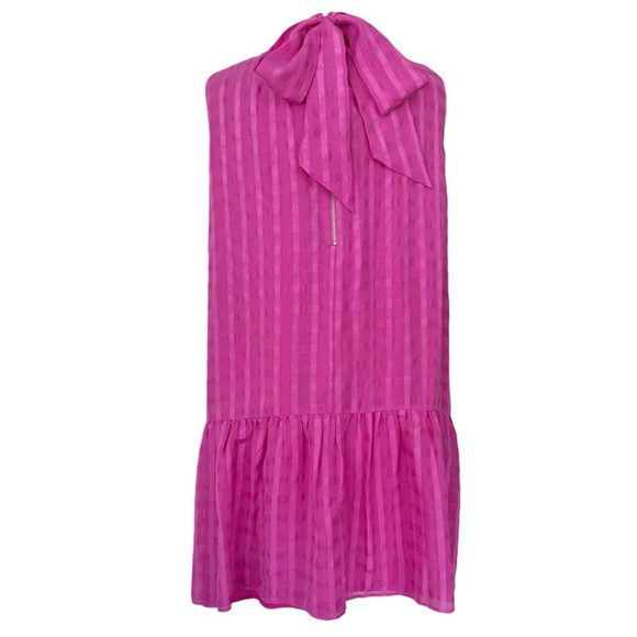 Marie Oliver 100% Silk Ali Flounce Tie Neck Dress in Pink Size Medium - Picture 2 of 6